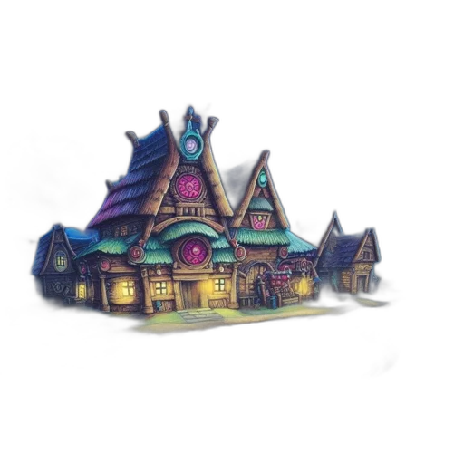 building, crown, hat, staff, concept art, 3d render, fantasy art, watercolor transparent PNG cut-out