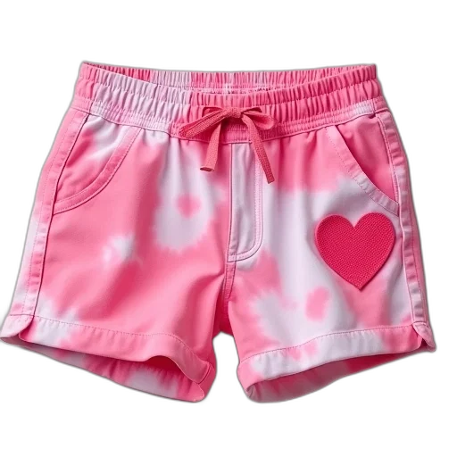 pink, tie, dye, shorts, heart, side transparent PNG cut-out