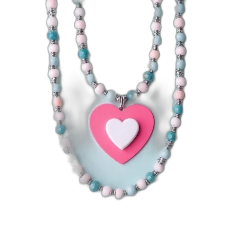 jewelry, 3d render, vaporwave, pastel, close-up, necklace, heart-shaped, pendant transparent PNG cut-out