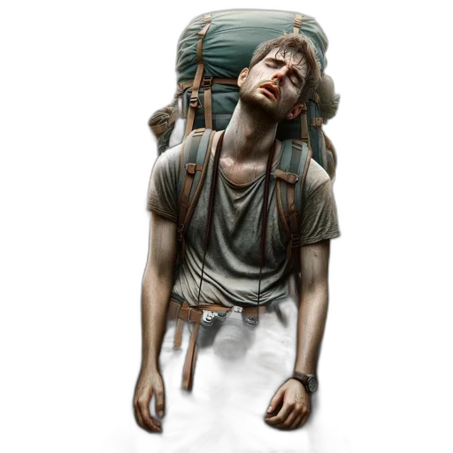 jacket, staff, concept art, photorealistic, fantasy art, 3d render, fog, exhausted transparent PNG cut-out