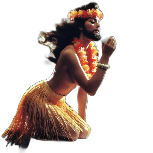 staff, hair, concept art, underwater, woman, hawaiian, outfit, performs transparent PNG cut-out