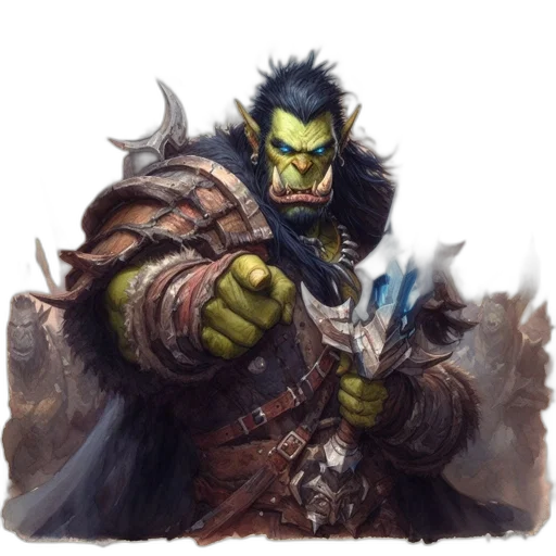 staff, weapon, fantasy art, concept art, comic book art, watercolor, orc, warrior transparent PNG cut-out