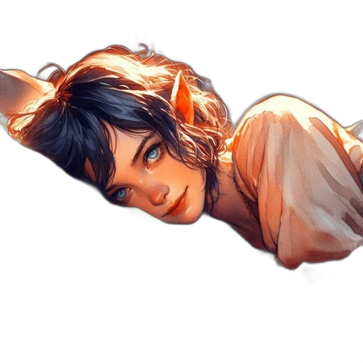 face, dress, staff, hair, concept art, fantasy art, comic book art, photorealistic transparent PNG cut-out