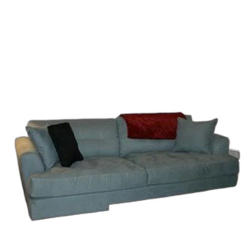 furniture, 3d render, photorealistic, blue, cozy, living, room, light transparent PNG cut-out