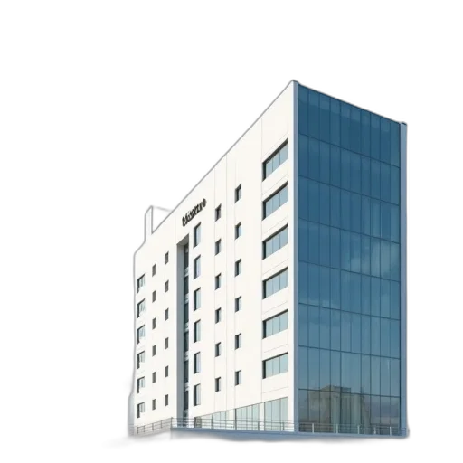 building, 3d render, photorealistic, concept art, modern, hotel, white, facade transparent PNG cut-out