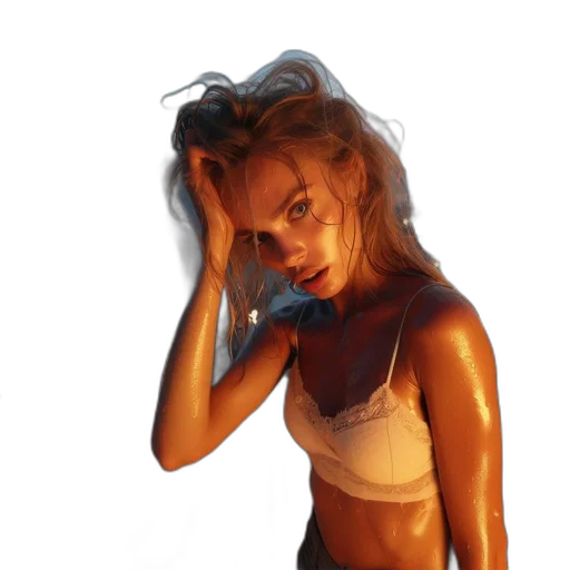jacket, hair, dress, face, photorealistic, concept art, oil painting, cyberpunk transparent PNG cut-out