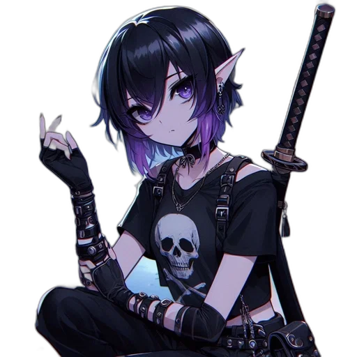 weapon, staff, sword, jewelry, pixel art, cyberpunk, anime, vaporwave transparent PNG cut-out