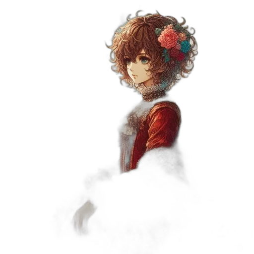 crown, face, flower, dress, fantasy art, concept art, watercolor, pixel art transparent PNG cut-out