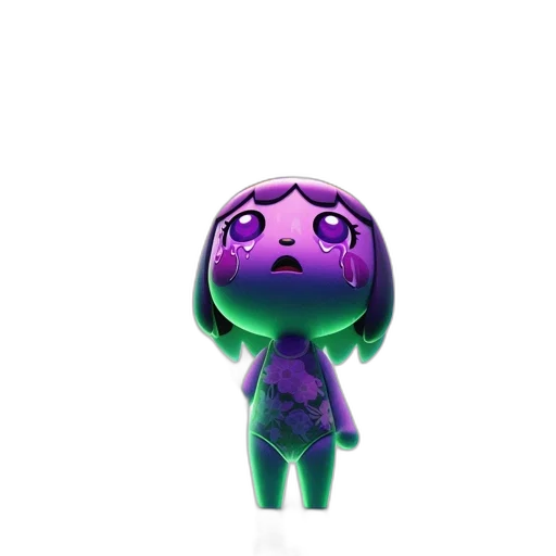 creature, staff, robot, mask, 3d render, concept art, pixel art, vaporwave transparent PNG cut-out