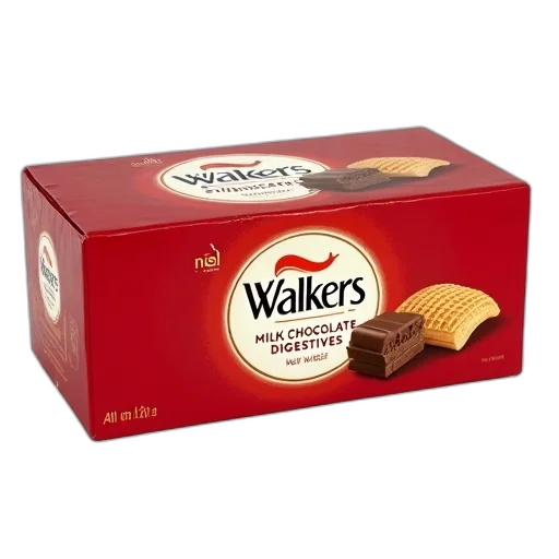 food, box, walkers, milk, chocolate, digestives, red, white transparent PNG cut-out