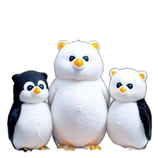animal, 3d render, concept art, three, plush, toys, white, bear transparent PNG cut-out