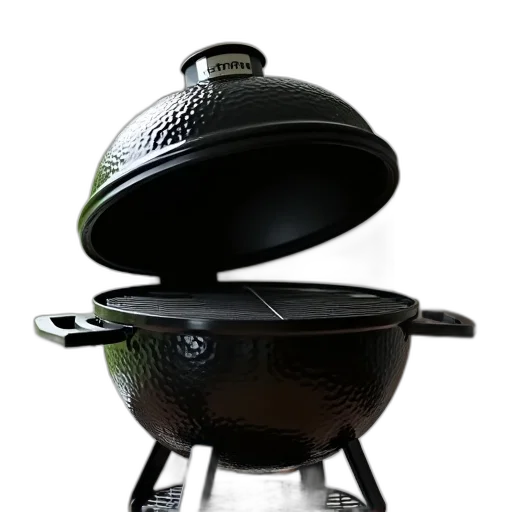 food, 3d render, photorealistic, black, metal, barbecue, grill, shiny transparent PNG cut-out