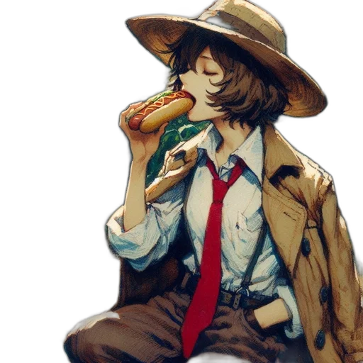 food, hat, jacket, animal, concept art, watercolor, anime, pixel art transparent PNG cut-out