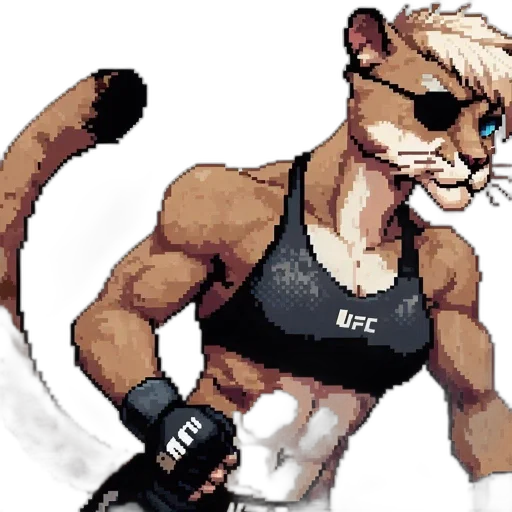 pixel art, concept art, cartoon, fantasy art, anthropomorphic, feline, character, wears transparent PNG cut-out