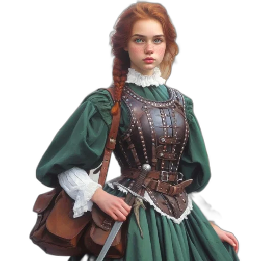 dress, jacket, fantasy art, concept art, photorealistic, oil painting, green, young transparent PNG cut-out