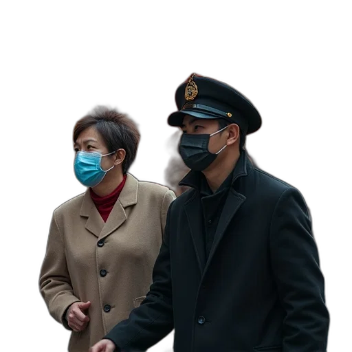 mask, jacket, staff, cyberpunk transparent PNG cut-out