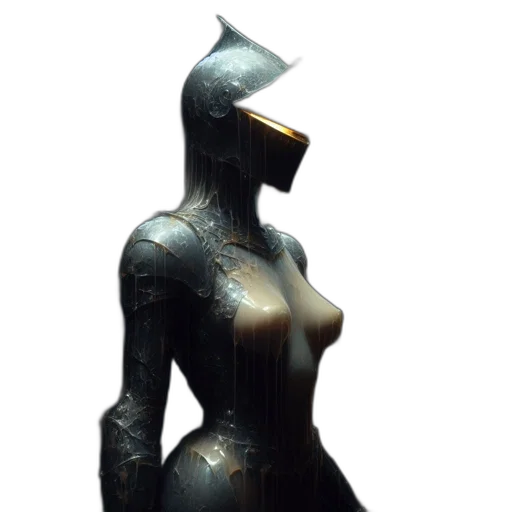 dress, robot, jewelry, mask, 3d render, concept art, cyberpunk, fantasy art transparent PNG cut-out