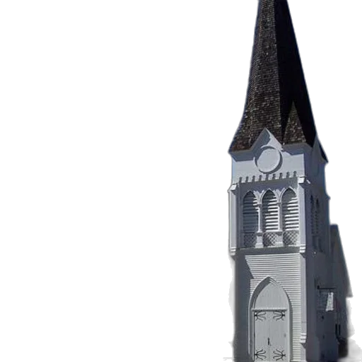 building, 3d render, concept art, photorealistic, white, church, tall, steeple transparent PNG cut-out