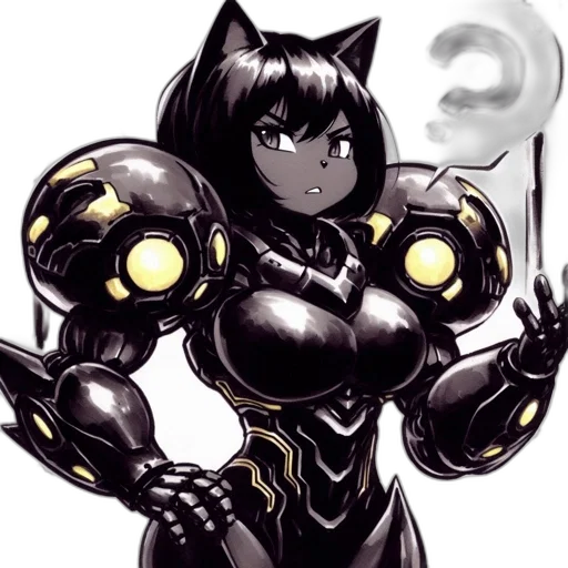 robot, weapon, staff, anime, concept art, pixel art, comic book art, monochrome transparent PNG cut-out