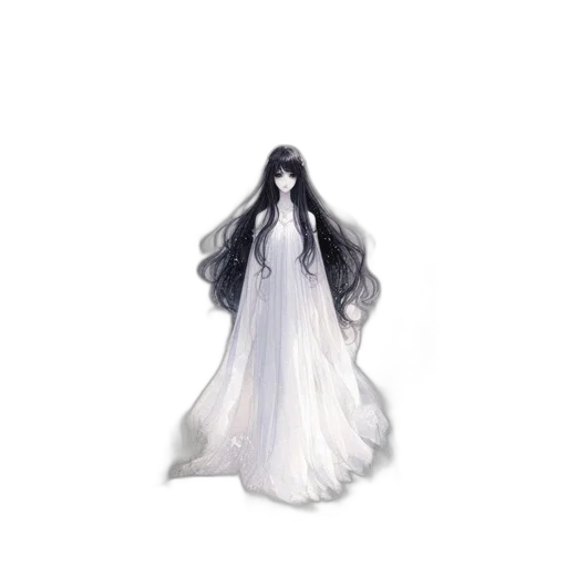 dress, hair, mask, creature, concept art, 3d render, fantasy art, photorealistic transparent PNG cut-out