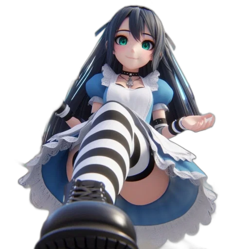 shoes, dress, robot, weapon, 3d render, anime, concept art, cartoon transparent PNG cut-out
