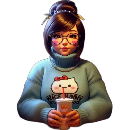 staff, jacket, face, animal, pixel art, concept art, 3d render, fantasy art transparent PNG cut-out