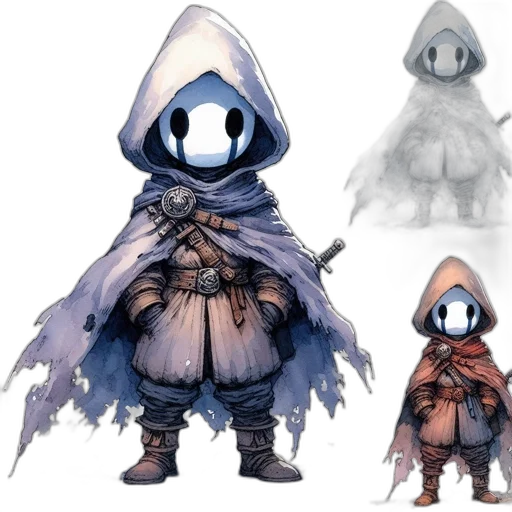 mask, creature, concept art, fantasy art, 3d render, watercolor, monochrome, dark transparent PNG cut-out