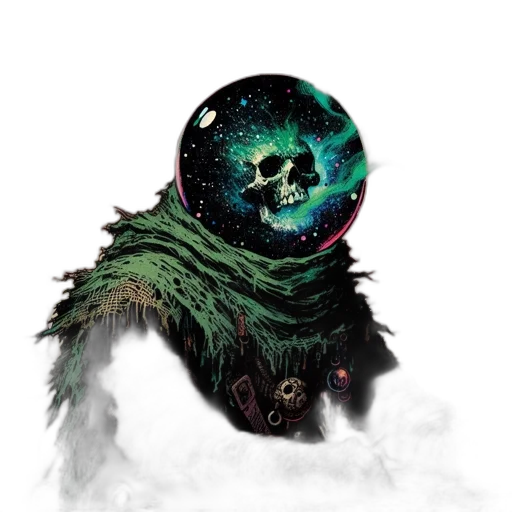 mask, creature, staff, face, concept art, fantasy art, pixel art, comic book art transparent PNG cut-out