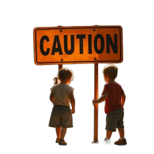 caution, children, play, sign transparent PNG cut-out