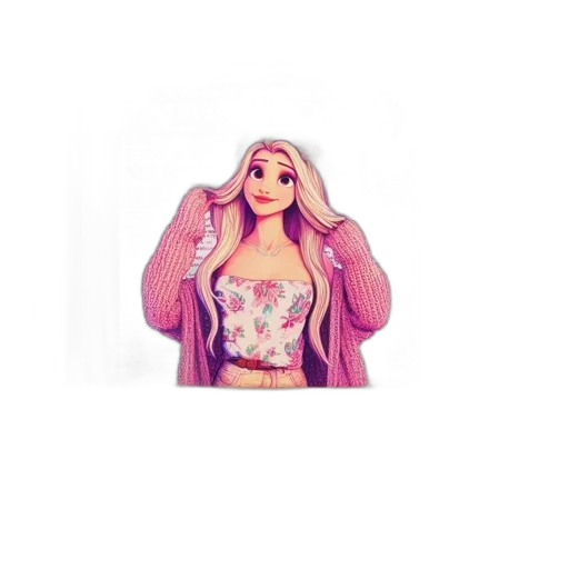 jacket, dress, jewelry, hair, 3d render, cartoon, pixel art, vaporwave transparent PNG cut-out