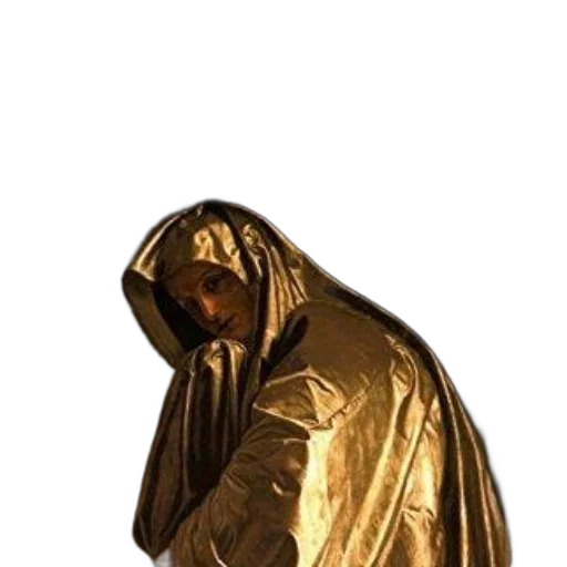 jacket, dress, jewelry, mask, 3d render, concept art, golden, cover transparent PNG cut-out