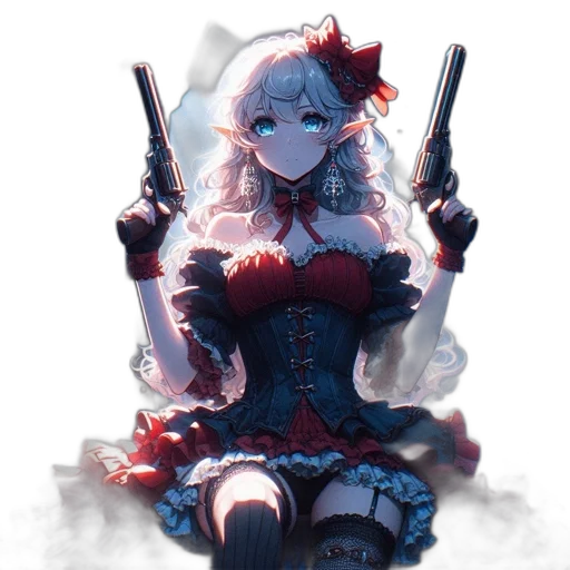 weapon, staff, dress, robot, anime, pixel art, concept art, fantasy art transparent PNG cut-out