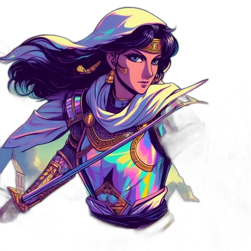 sword, fantasy art, concept art, watercolor, comic book art, colorful, pastel, neon transparent PNG cut-out