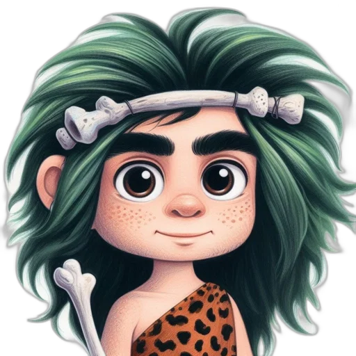 hair, cartoon, fantasy art, concept art, anime, green, anthropomorphic, creature transparent PNG cut-out