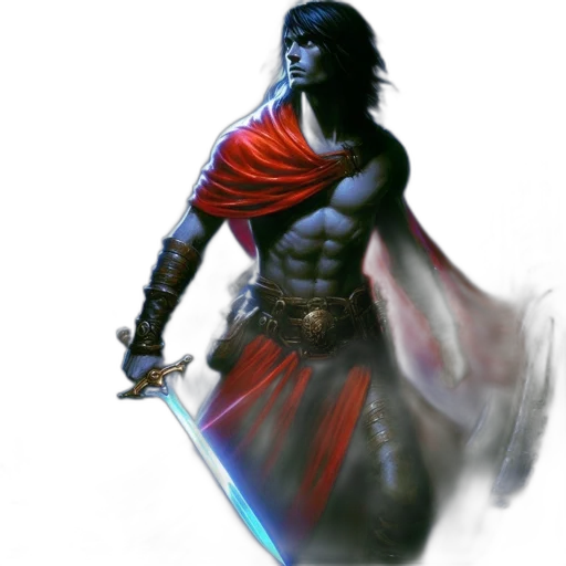 sword, fantasy art, concept art, comic book art, photorealistic, red, ancient, chamber transparent PNG cut-out