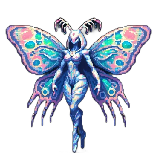 creature, dress, robot, animal, pixel art, concept art, vaporwave, fantasy art transparent PNG cut-out