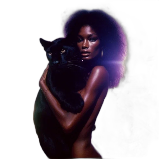 animal, photorealistic, concept art, fantasy art, pixel art, dark, afro-haired, woman transparent PNG cut-out