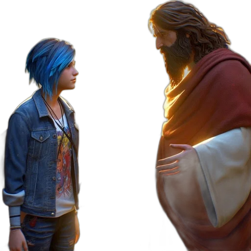 jacket, concept art, 3d render, photorealistic, fantasy art, blue, young, woman transparent PNG cut-out