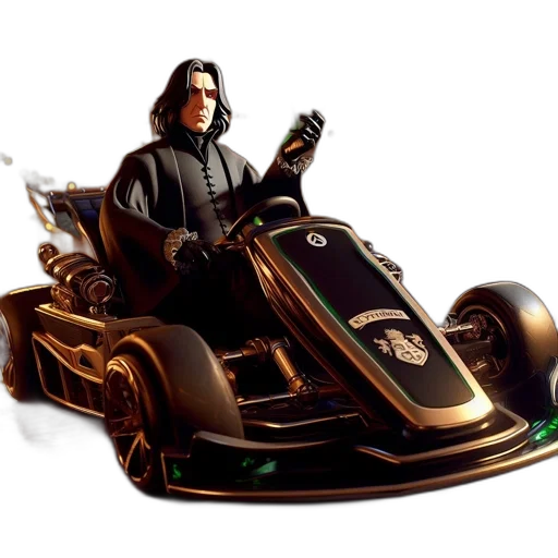 car, concept art, 3d render, fantasy art, severus, snape, drives, sleek transparent PNG cut-out