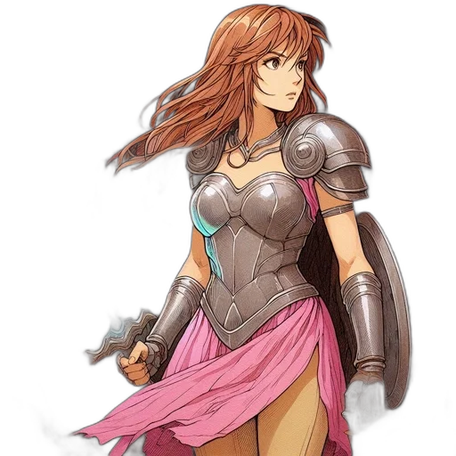 sword, dress, weapon, concept art, fantasy art, anime, comic book art, pastel transparent PNG cut-out