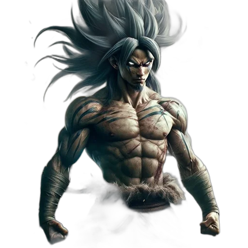 hair, creature, concept art, comic book art, fantasy art, photorealistic, muscular, character transparent PNG cut-out