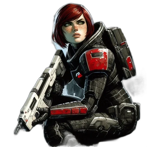 robot, weapon, jacket, concept art, pixel art, comic book art, fantasy art, outer space transparent PNG cut-out