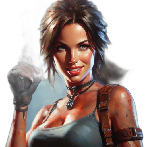 weapon, face, comic book art, fantasy art, concept art, photorealistic, female, character transparent PNG cut-out