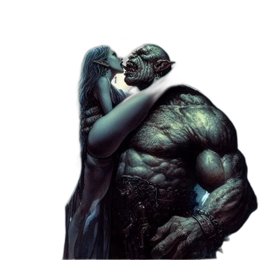 creature, comic book art, concept art, fantasy art, photorealistic, fantastical, scene, woman transparent PNG cut-out