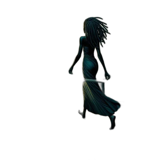 dress, hair, staff, creature, concept art, 3d render, pixel art, fantasy art transparent PNG cut-out