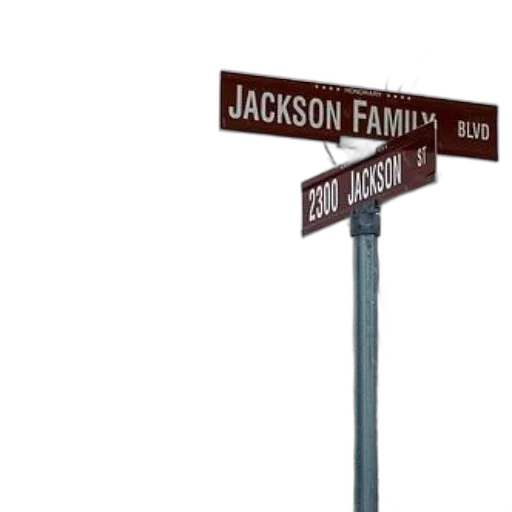 street, sign, reads, jackson, family, blvd, 2300, indicating transparent PNG cut-out