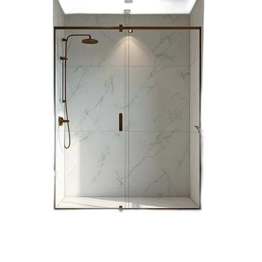 3d render, photorealistic, modern, bathroom, large, walk-in, shower, featuring transparent PNG cut-out