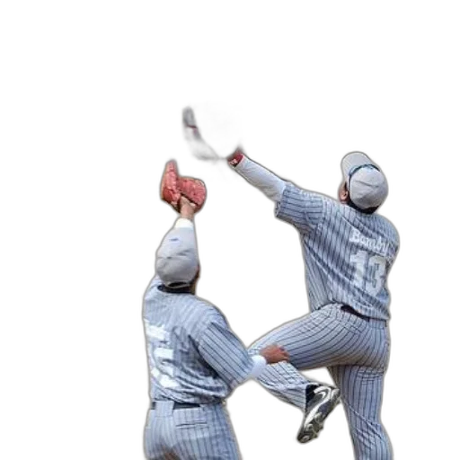 concept art, 3d render, two, baseball, players, striped, uniforms, play transparent PNG cut-out