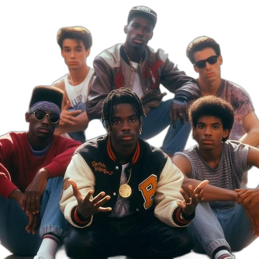 jacket, fire, group, young, men, 1980s, 90s, fashion transparent PNG cut-out