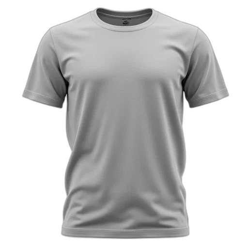 3d render, photorealistic, monochrome, plain, grey, t-shirt, crew, neck transparent PNG cut-out